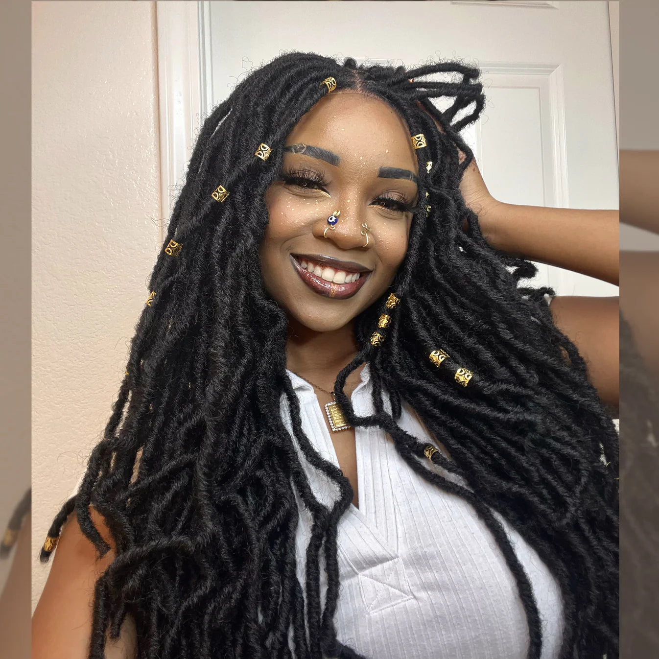 30 Inches 4x4 Boho Goddess Faux Locs Lace Closure Wigs 200% Density-100% Handmade