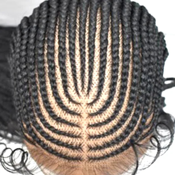 30 Inches 13x7 Fulani Braided Neat Braids Lace Front Wigs 200% Density-100% Handmade