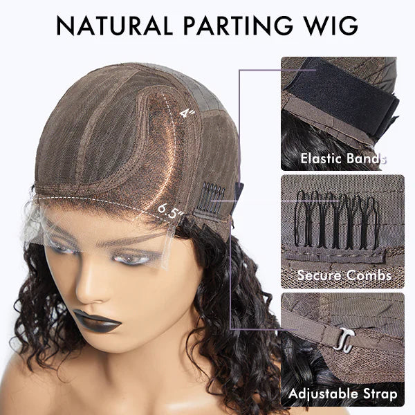 100% Human Hair #Brown Ombre Highlight Loose Wave Glueless Minimalist HD Lace Wig - 8 inches