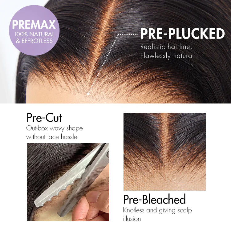 100% Human Hair #Brown Ombre Highlight Loose Wave Glueless Minimalist HD Lace Wig - 8 inches