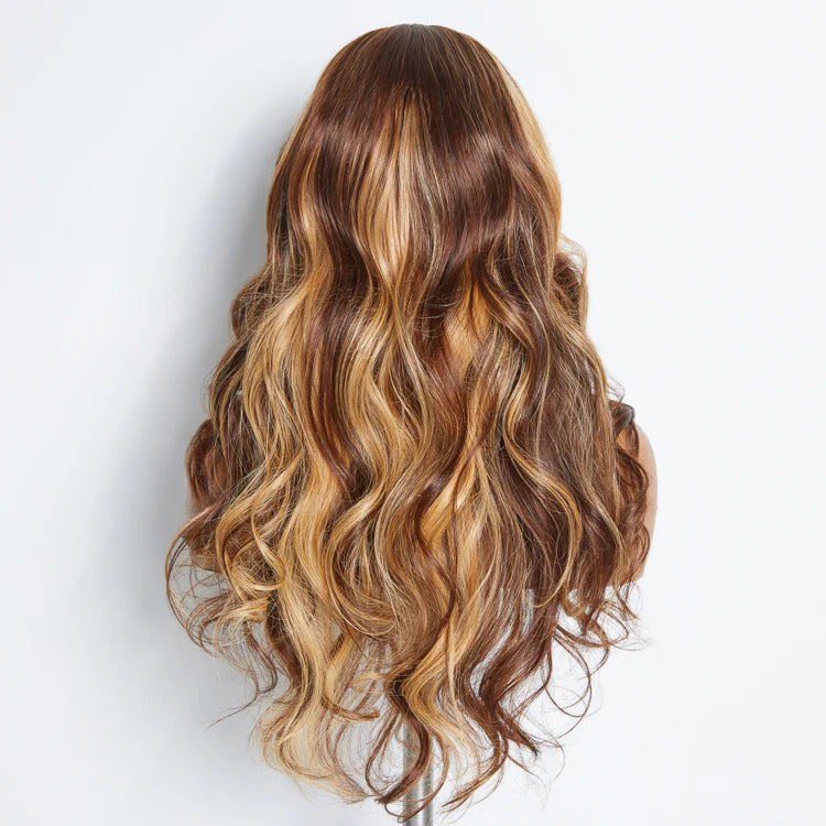 100% Human Hair Body Wavy Wear & Go Glueless #4/27 Lace Closure Wig - 24 Inches 5"x5"
