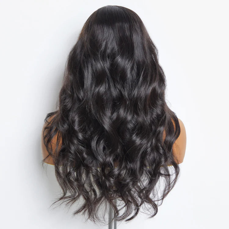 100% Human Hair Body Wavy Wear & Go Glueless #1B Lace Closure Wig - 5"x5"