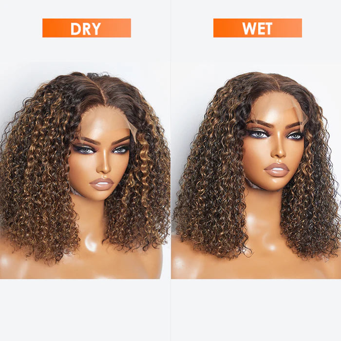 100% Brazilian Human Virgin Hair #P2/30 Closure Lace Wig Kinky Curly 150% Density - 5"x5" 14 inches