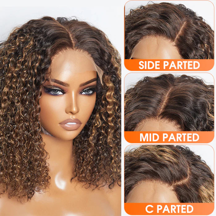 100% Brazilian Human Virgin Hair #P2/30 Closure Lace Wig Kinky Curly 150% Density - 5"x5" 14 inches