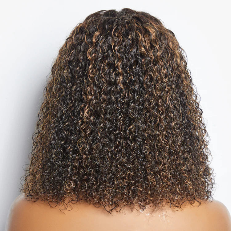 100% Brazilian Human Virgin Hair #P2/30 Closure Lace Wig Kinky Curly 150% Density - 5"x5" 14 inches