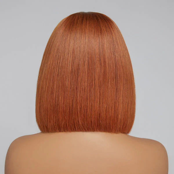 100% Human Hair #Sugar Maple Beginner Friendly Glueless Mid Part Bob Lace Closure Wig - 4"x4" 10 inches