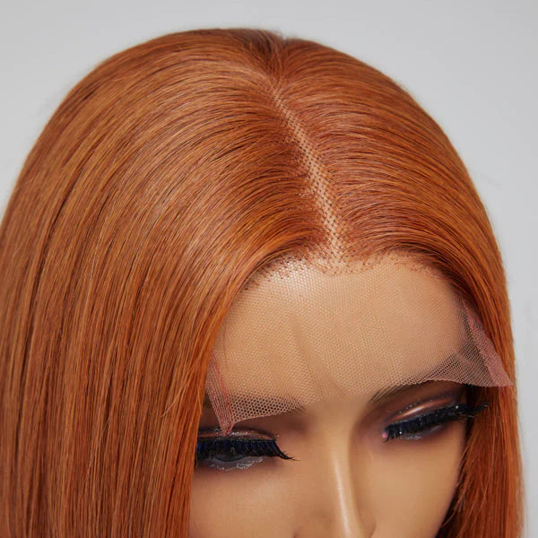 100% Human Hair #Sugar Maple Beginner Friendly Glueless Mid Part Bob Lace Closure Wig - 4"x4" 10 inches