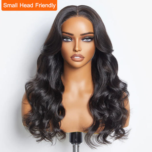 100% Human Hair Body Wavy Wear & Go Glueless #1B Lace Closure Wig - 5"x5"