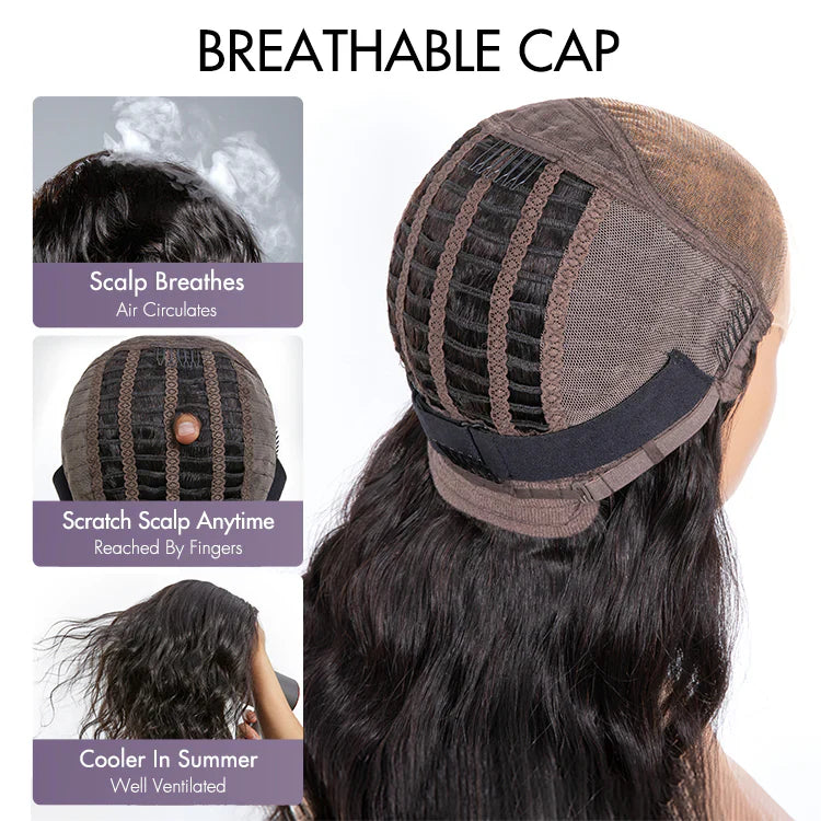 100% Human Hair #1B Natural Black Natural Coily Curl Glueless 5x5 Closure HD Lace Wig Breathable Cap - 14 inches